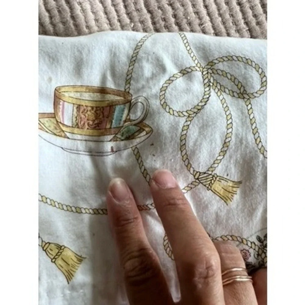 Vintage Minton‎ England Cotton Apron Teacup Teapot Floral Print White MIA005